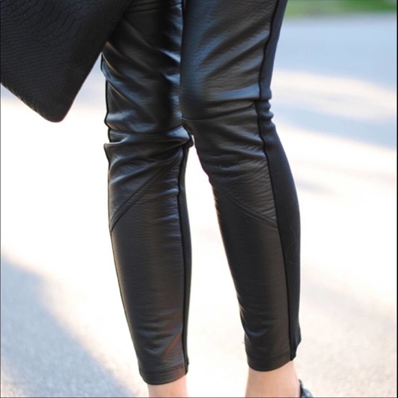 Trouve Faux Leather Front Panel Leggings Black Sml - Picture 2 of 16